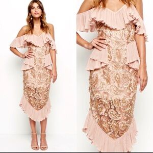 Alice McCall metallic paisley ruffle dress size 8